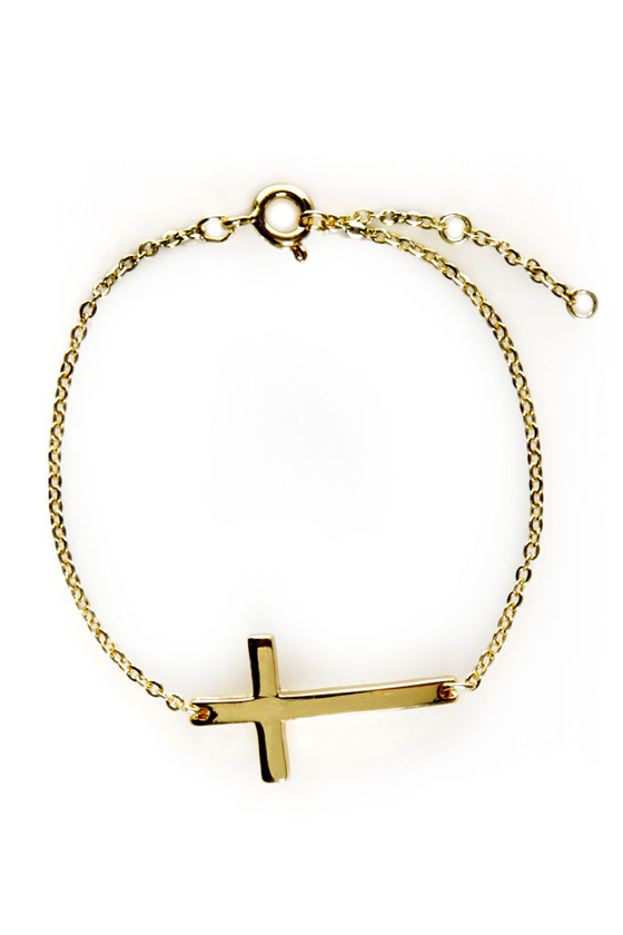 Lucky Charm Gold Cross Bracelet