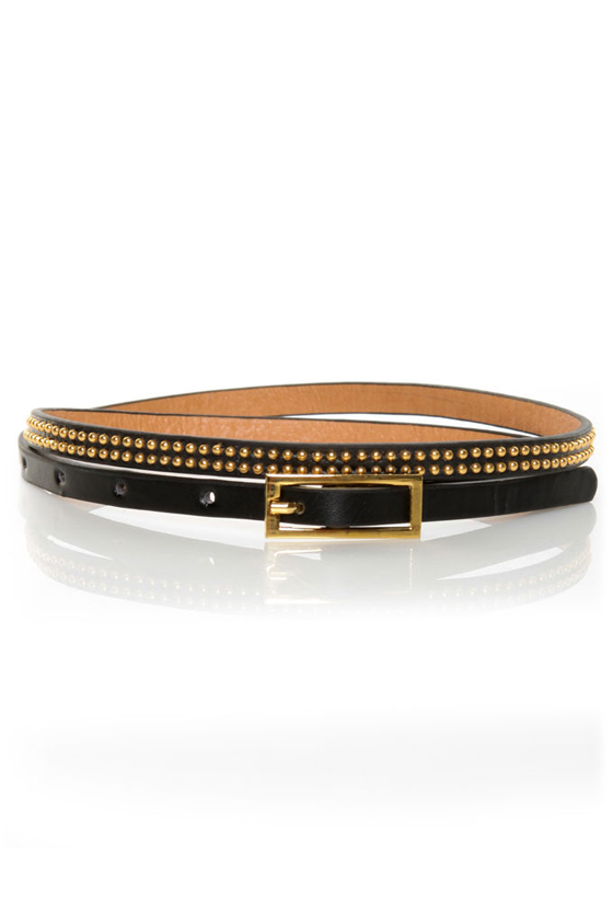 Covenants Studded Black Skinny Belt