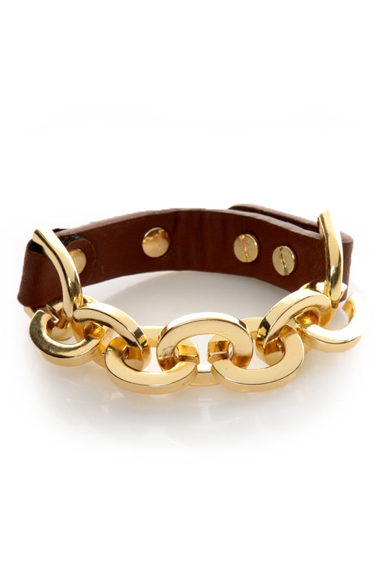 Shira Melody Alexandra Brown Leather Bracelet