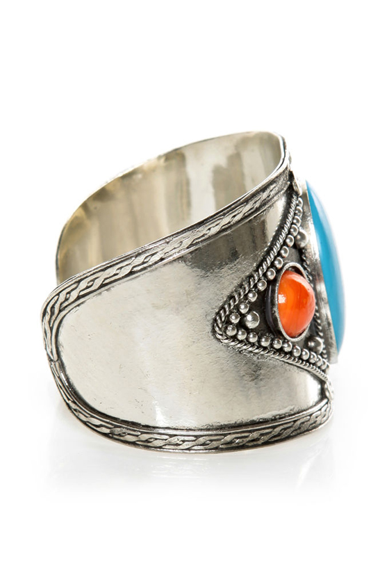 Rock Collection Silver Cuff Bracelet