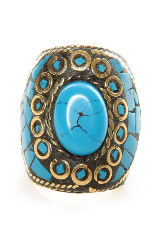 Mosaic to My Ears Blue Ring