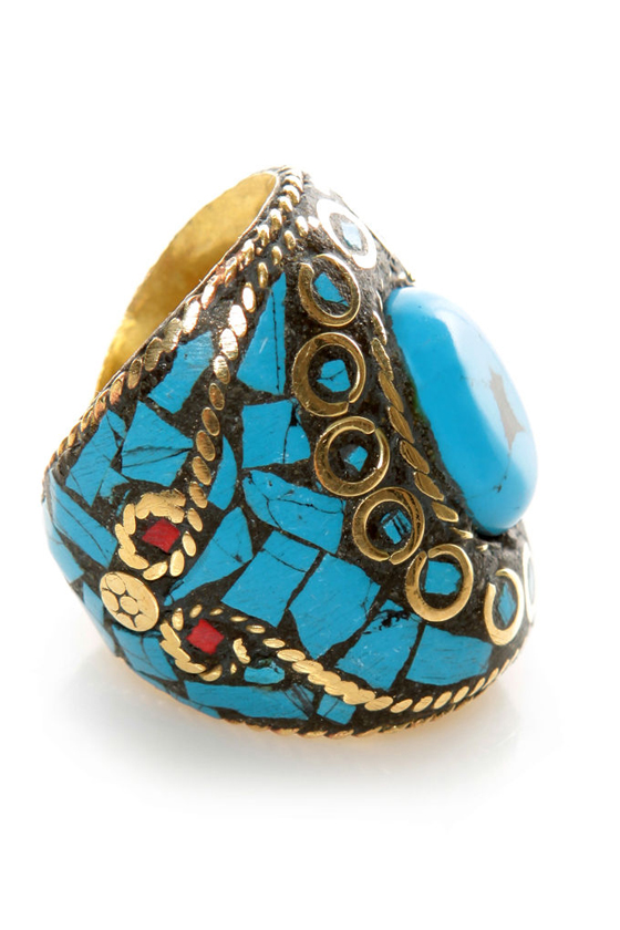 Mosaic to My Ears Blue Ring