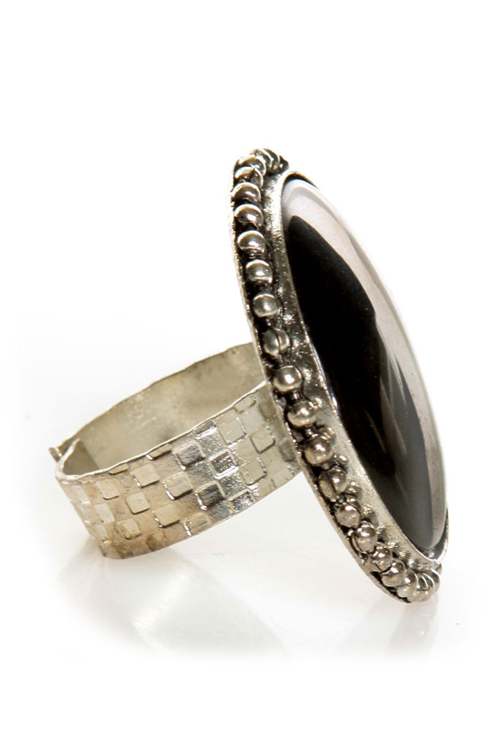Roundoff Black Cocktail Ring