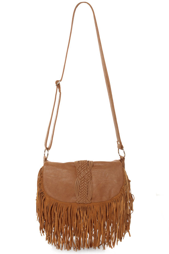 Blackberry Wine Fringe Brown Leather Handbag