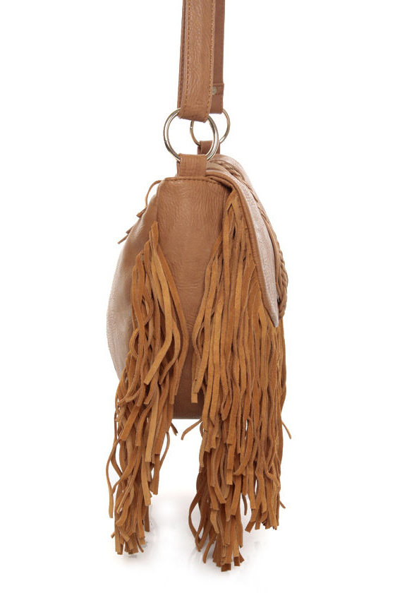 Blackberry Wine Fringe Brown Leather Handbag