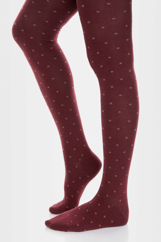 Tabbisocks Mini Dots Burgundy Polka Dot Tights