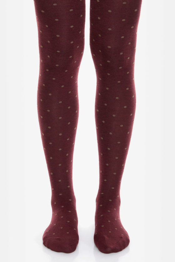 Tabbisocks Mini Dots Burgundy Polka Dot Tights