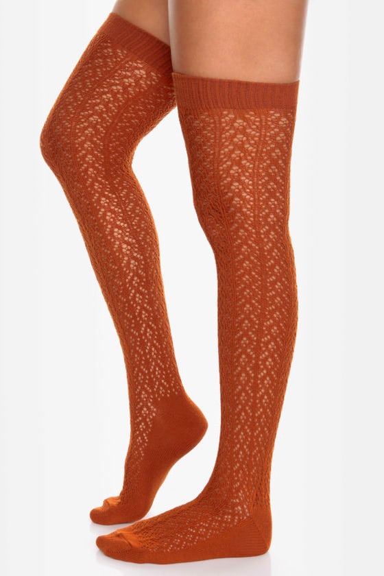 burnt orange thigh high boots