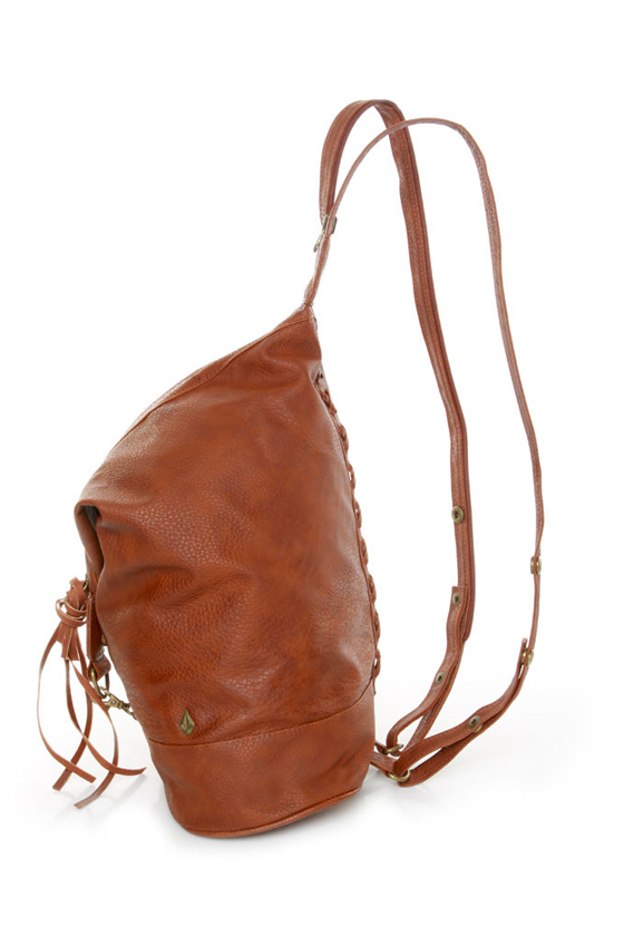 Volcom Mood Swing Brown Vegan Leather Backpack