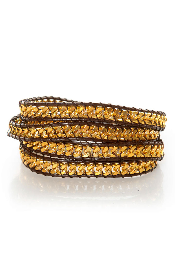 Zad Against the Chain Brown and Gold Wrap Bracelet