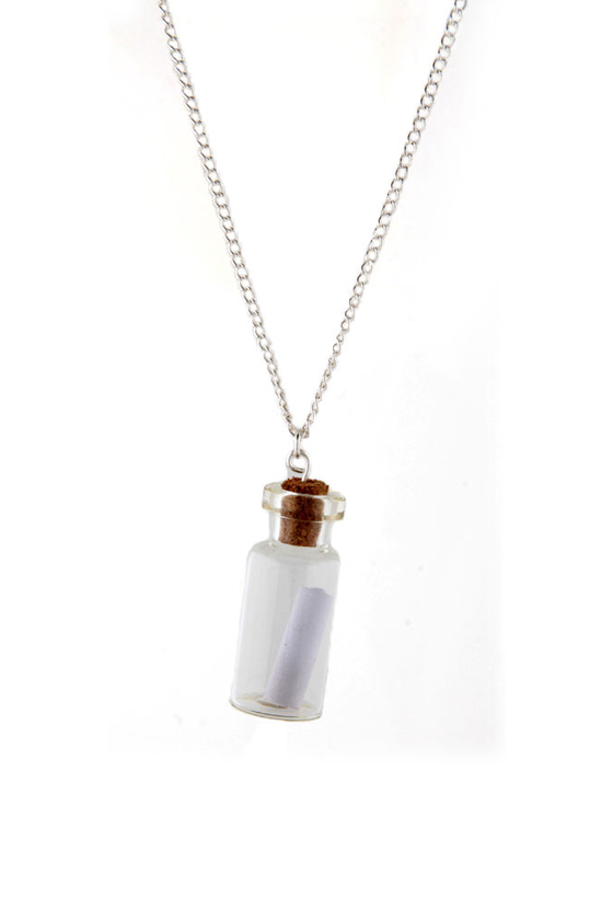 Zad Message in a Bottle Silver Necklace