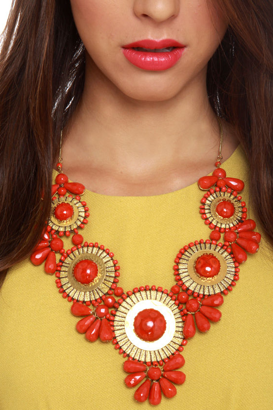 Zad Neptune\'s Treasure Coral Red Necklace