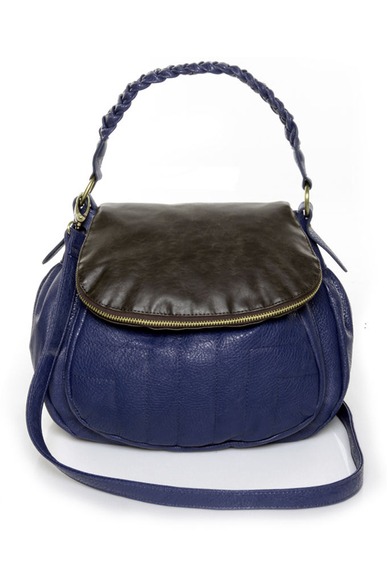 Blueberry Hill Brown and Blue Handbag