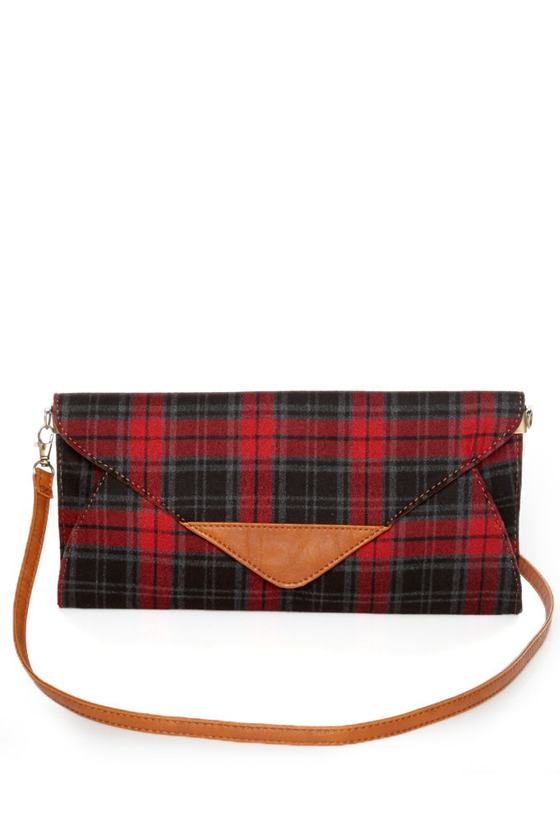 Plaid It All Up Red Plaid Clutch