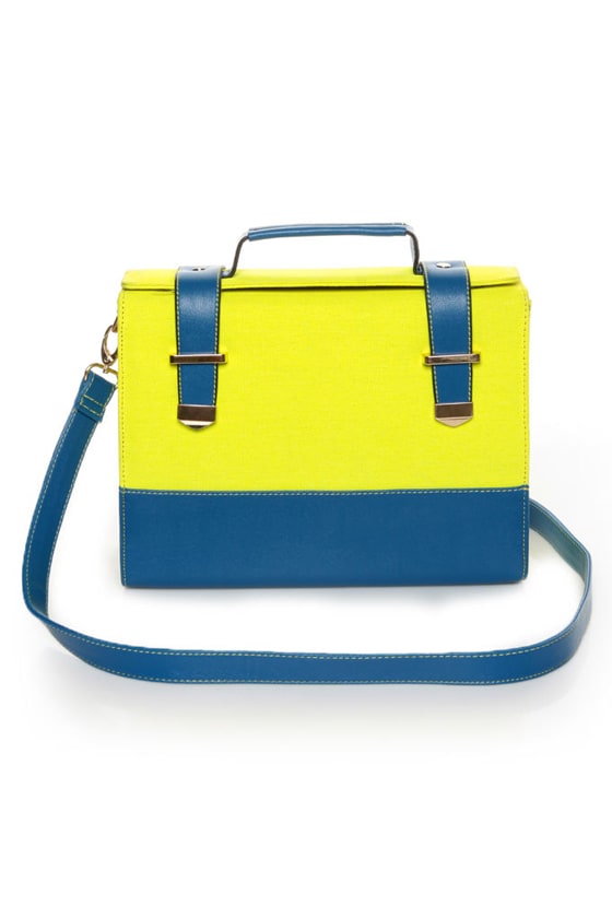 Steady As She Glows Neon Yellow and Blue Purse