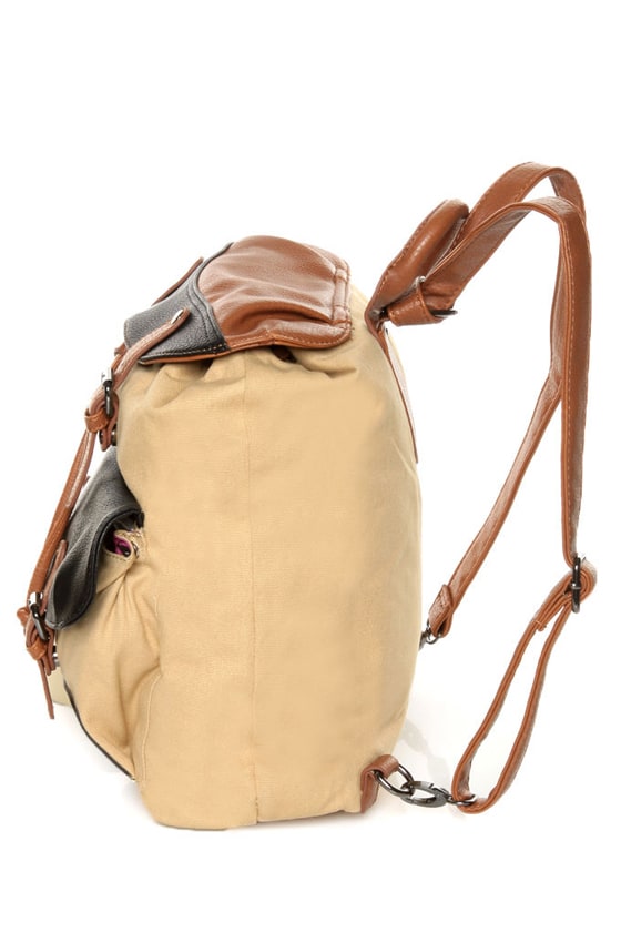 beige canvas rucksack