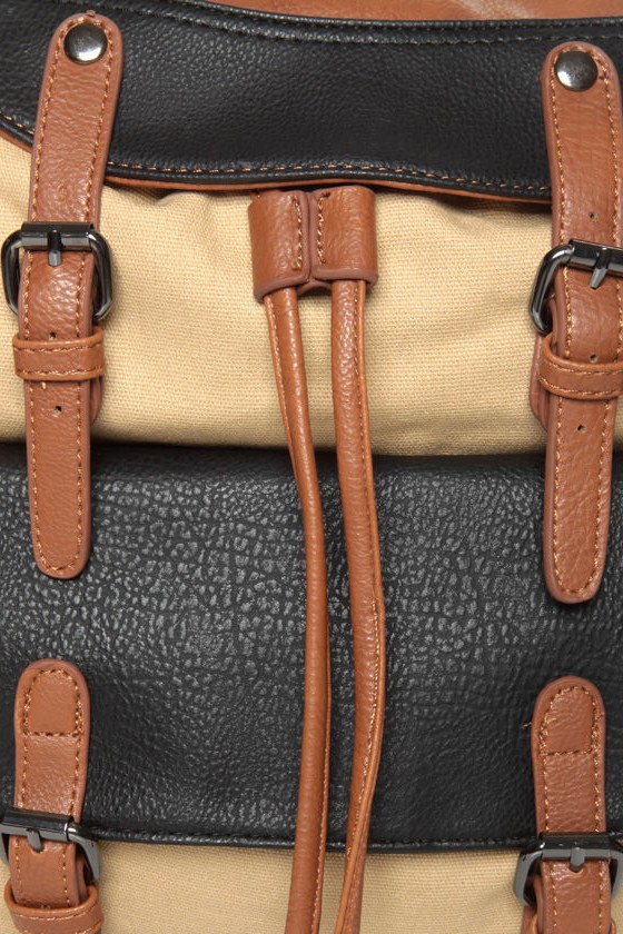 beige canvas rucksack