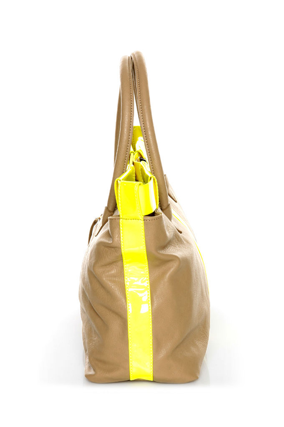 Bright Club Taupe and Neon Yellow Tote