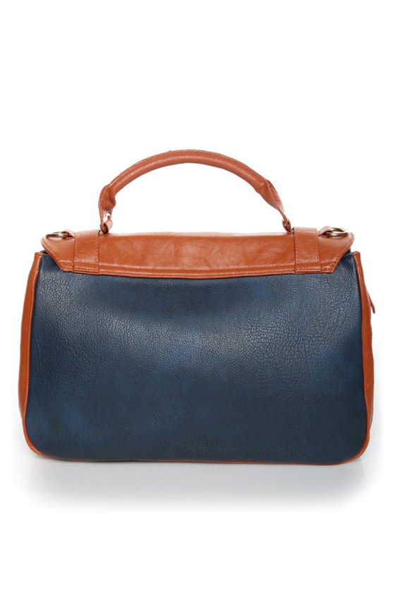 Time After Time Navy Blue and Tan Handbag