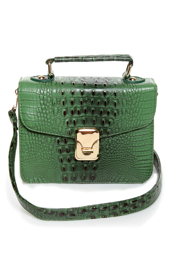 Later Gator Green Alligator Purse