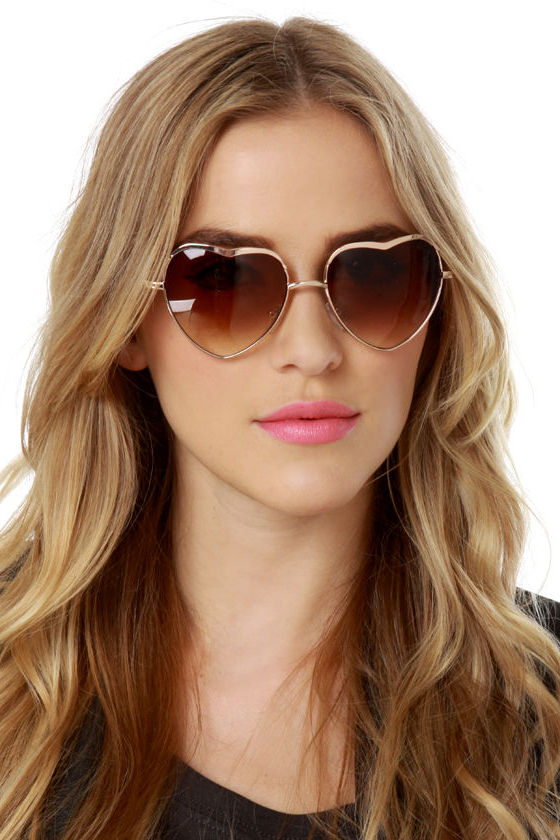 heart sunglasses gold