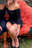 I usually wear an XS, but the XS was way too tight around the shoulders/bust. I exchanged for a small - unfortunately then it was slightly looser around the shoulders, but overall was very flattering. Both a classy and sexy dress, got lots of compliments! Sorry I don't have a better picture! - Annie K.
