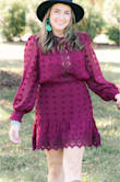 Ordered this for family photos and it did not disappoint. Beautiful maroon color. Fits like a glove. Very flattering. - Caren B.