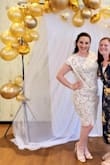 Wore this to my bridal shower, and got all the compliments. When I took it out of the bag and held it up, was a bit worried it would be too big, but was the perfect fit! Might even reuse for my rehearsal dinner I loved it that much :-) - Brittany H.