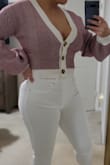 Beautiful sweater, soft fabric I sized down and it fit perfectly. Comfortable & stretchy material. - Stephany G.