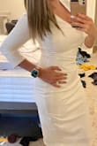 Yep. I am in love with this dress. Lol. I bought this for my engagement party not expecting much but it exceeded my expectations. It's stretchy but form fitting and so comfy! It was a little long on me but I'm 5'0. I didn't get it hemmed and I still liked it. - Melissa M.