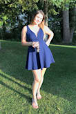 This was the first dress I ever ordered from Lulus so I was really taking the reviews and descriptions seriously and I was not disappointed! I ordered a size medium and it fit perfectly! I am a little larger around the hips/bum so the skater style was perfect for me. The fabric was pretty thick I was surprised by the quality, I got a lot of compliments! Only downside I would say is I have a longer torso so dresses do seem to be shorter on me than most -- I definitely wasn't going to be picking up anybodys dropped keys but it was still functional enough for dancing! - Kary M.