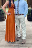 I got so many compliments on this dress! The orange is a perfect fall burnt orange, not too bright at all. It was comfortable, a little loose in the top, but perfect fit otherwise. - Rebecca E.