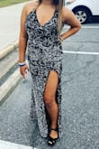 My daughter wore this dress for homecoming! She was freshman homecoming princess and had to walk out on a football field! The dressed literally shimmered and shined while she was on the field under the big lights! We received so many compliments! Shipping was fast and easy! I def recommend! - Kasey T.