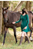 Got this dress for a photoshoot. The material is soft and comfortable and the fit is flattering. Perfect fall dress! - Stephanie P.