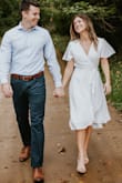 I bought this dress for my engagement photos and it was great! It had a pretty flow and the wrap style makes it somewhat flexible with size. I had to be a little conscious of making sure my bra wasn't sticking out but it didn't really become an issue with occasional adjustments. Very flattering! - Maia S.
