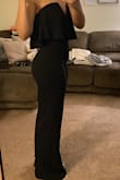 I'm planning to wear this to a wedding - I was nervous it wouldn't be dressy enough but the fabric gives it a nice formal look. It's beautiful and fits nicely. It has a little stretch on the stomach which I appreciate. I sent this try-on picture to a friend and a few family members and they love it as well! Very flattering and definitely recommend. - Alana G.