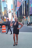I ordered this dress to wear on the night of my 51st birthday in NYC--dinner and a Broadway musical. I love it! It fits perfectly. I decided not to wear a bra since the V-neck plunges low. - Debora M.