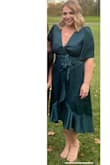 I received so many compliments on this dress. Well made, and great color. I was unsure what size to get, normally I get a medium. I chatted with an associate and she convinced me to get a large. Glad I listened because it was definitely tight in the bust and rib cage. Other than that, I was pleased with the dress. - Danielle M.
