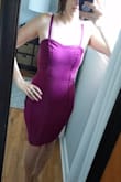Wore it for my best friend's wedding. I adore this dress and the color. I had ordered a small and then the medium returning the small because I was between sizes and was very glad I did. The material definitely keeps everything in place. Received so many compliments! - Christine M.