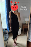 I am always in between sizes S & XS. I ordered both and honestly they both fit well. The XS provides a little more cinch in the waist for me, which is great because I have an athletic/boxy mid-section. The small has a little more give but overall still fits great and is slightly more comfortable. I don't know yet whi which size I'll keep bug I am in LOVE with this dress! - Sarah P.