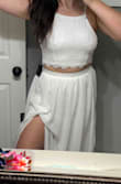 These photos are just a couple months post baby, so it's a little snug in the middle but that's my body, not the dress! I love this dress so so much! It's beautiful! - Brittany H.