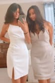 I love this dress, but the only problem is it's loose around my waist. Material is great, stretchy and not see through at all, I was scared the straps would be too big for my arms but they were perfect! - Veera T.