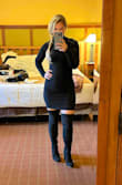 This dress was perfection. Went on tight but not constrictively so, like a super comfy stretchy glove. Was super comfy all night. Love the mock neck. Loved it for a rehearsal dinner and party. - Heather W.
