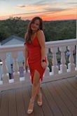 I ordered both a small and a medium, as I am typically a small but wanted to be safe in case it was too tight. I'm glad I did, because I went with the medium. I went to a wedding with a cocktail attire dress code and for in perfectly. The slit went up a little too high, so if you have a longer torso or you're tall in general, you may want to size up. 

The color and material are gorgeous! I felt comfortable the entire night. Everything about this dress fit well and I got so many compliments, even now as I show pictures of the night. - Leigh G.