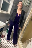 Y'all, this is THE jumpsuit you need to have. It is so freaking cute and fun and next level flattering. I got so many compliments! I originally ordered a medium which fit my hips and butt well, but the top was too loose even for my 34Ds so I sized down to a small and it was perfect! The fabric is really stretchy and there is some sticky like material sewn along the top seam, but I still used fashion tape to secure the girls in place because the top did start to slip down slightly over time. As far as length goes, I'm 5'5" and the length worked with a good 4inch heel. If you have the opportunity to buy this, do it!!! - Karen S.
