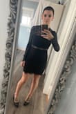I am usually a medium, but I purchased a small in this dress after reading reviews that it ran large, and I would agree to a certain point. However, because I am curvy and athletic, the small is tiiiiiiight...especially in my butt and hips. There is little to no wiggle room in this bad boy, but it is very sexy! I did purchase a medium after just to see the difference, and unfortunately it was a touch too big in the waist even though the hip/butt area fit me better. For that reason the silhouette just didn't look as flattering or as snatched in the medium, so I am sticking with a small and will make sure to wear some kinda spanx underneath! I would say if your hip or waist measurement is an inch or so larger than mine, you should definitely go with a medium. The biggest thing you should know about this dress though is that you absolutely cannot lift your arms overhead in this dress. AT ALL. It's not going to happen regardless of the size, but sometimes you wanna look hot and nothing else really matters! - Karen S.
