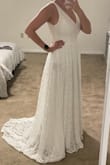 Love it!!! Getting the back to be altered to have a lower back cut, but fits perfectly. Will be amazing for my intimate backyard wedding - Kelsey B.
