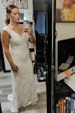 This dress was a close option for my elopement but didnt make the cut. The M fit well but at 5'8 the front was too short to wear any substantial heels. - Nicole M.
