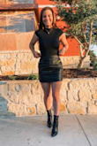 The sizing chart recommended a size M for my measurements, but I went with a S and it fit perfectly. I've ordered mediums from here before and I'm always swimming in fabric, plus a bodysuit should be tight. Love the cut and fit of this top. The cap sleeves are a nice touch, I loved it! Very flattering! - Jordan B.