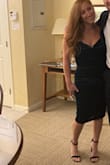 Material is stretchy but it's made to be a tight fit, so I'd say true to size - some areas felt a little sheer, so if you were between sizes, would size up. Overall loved the color / material / fit, got a ton of compliments, would buy again! - Amanda T.